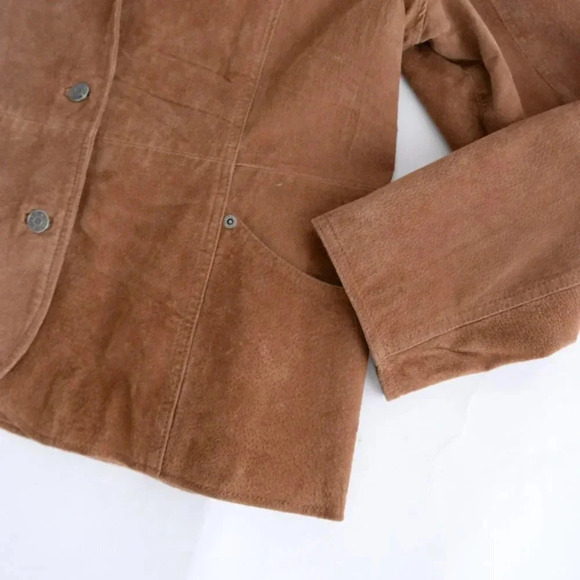 Vintage BUM Equipment Tan Suede Leather Button Up Jacket Size XL - Picture 6 of 13